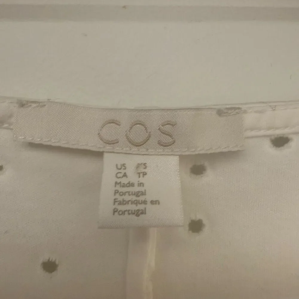 COS cotton dress with an eyelet design in White size XS